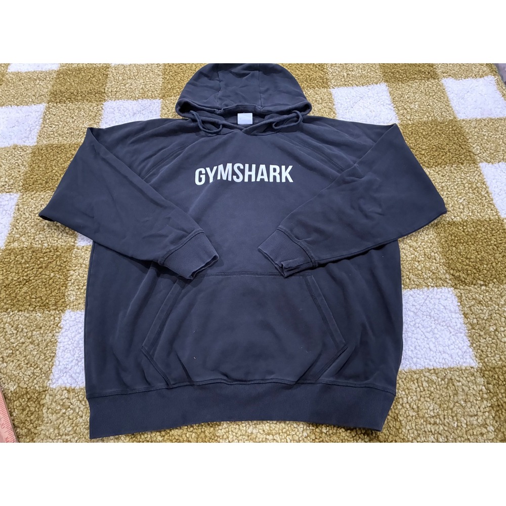 Gymshark Apollo Hoodie Mens XL Black Logo Pullover Sweatshirt A2A4F